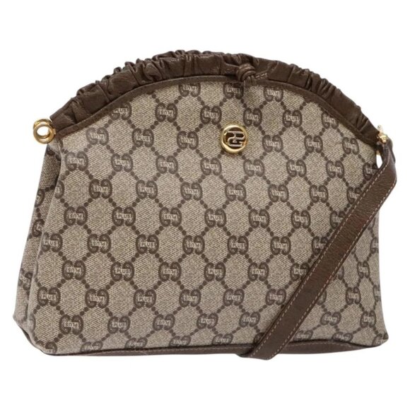 GUCCI GG Plus Supreme Shoulder Bag PVC Beige Gold Auth 137701 - Picture 1 of 16